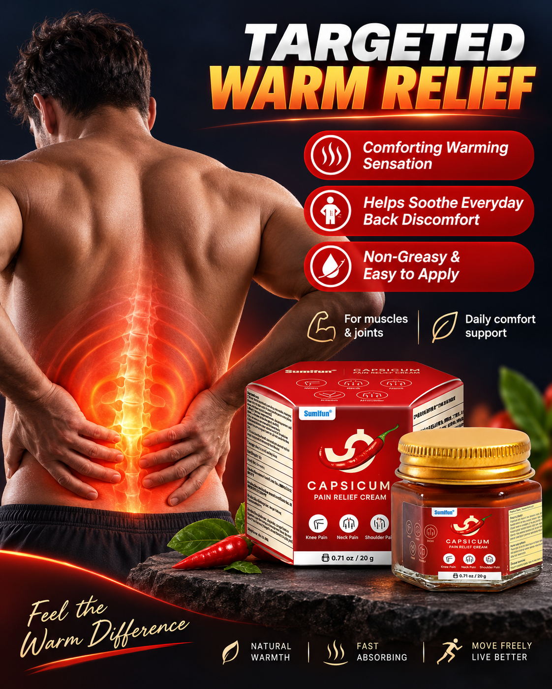 Capsicum Pain Relief Cream - Targeted Warm Relief